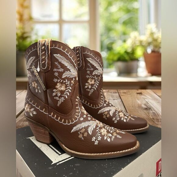 DINGO Leather Floral Embroidered Cowgirl boots Size 8 - Picture 6 of 16